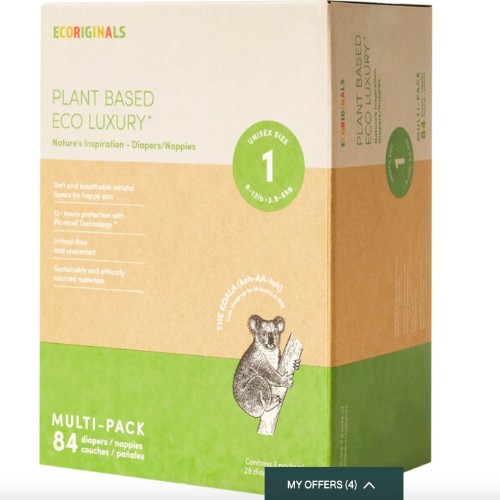 Ecoriginals Newborn + Mega Nappies Size 1 84Pk